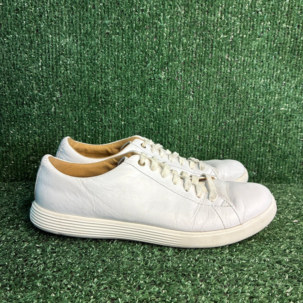 Cole Haan Grand Crosscourt Leather Lace Up Minimalist Sneakers White Womens 7.5B